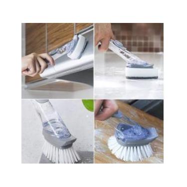 Imagem de Escova de Limpeza 2 em 1 Dispenser Detergente Cabo Longo - Mamma Malu 