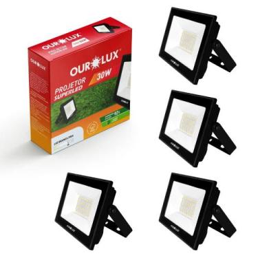 Imagem de 4 Refletor Slim Led Fachada Quintal 110v/220v Econômico 30w - OuroLux