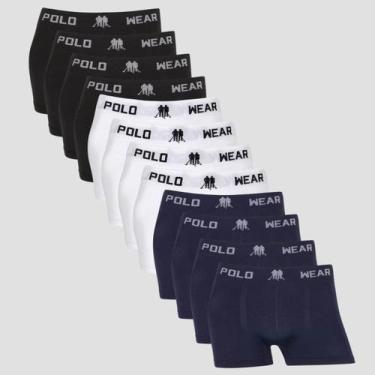 Imagem de Kit 12 Cuecas Menino Infantil Polo Wear Lisa Sem Costura, 4preto, 4bra