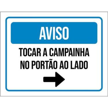 Imagem de Kit 3 Placas Aviso Tocar Campainha Portão Seta Direita