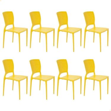 Imagem de Kit 8 Cadeiras Tramontina Safira Amarela em Polipropileno e Fibra de Vidro 92048000
