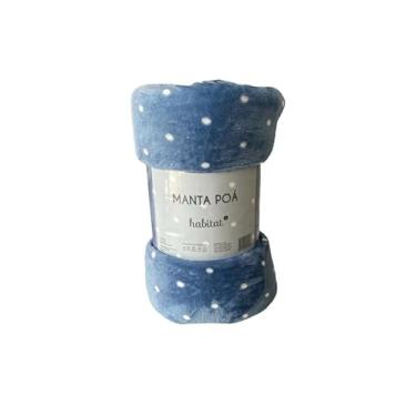 Imagem de Manta Microfibra Casal - Estampa Poá (Azul)