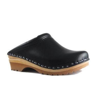 Imagem de Troentorp Tamancos Rembrandt Bastad Slip On Fechado Antiderrapante Feminino Couro Madeira Enfermagem Chef Trabalho Tamanco Sueco, Preto, 42 EU