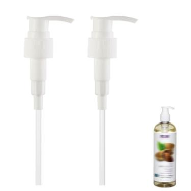 Imagem de Bomba dispensadora compatível com óleo de amêndoa doce Now Foods Solutions, glicerina vegetal, óleo de rícino, óleo de semente de uva, óleo de coco líquido, etc., 2 peças de bomba branca para garrafa