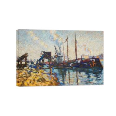 Imagem de Armand Guillaumin Famoso Arte de Parede Pôster-Impressões em Tela para sala de estar-Reprodução pinturas(Cais em Paris) 80x120cm Tela Embrulhada