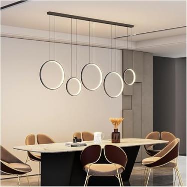 Imagem de Lustre moderno LED, lustre moderno para cozinha, decoração para casa, mesa, bar, tira de LED, escritório, designer, círculo, tira longa reta, luz pendente, lustre LED moderno, decoração mode