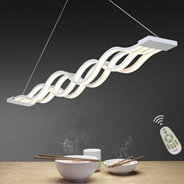 Imagem de Luminária pendente LED regulável para teto, mesa de jantar, luminária suspensa com controle remoto, lustre de acrílico de design moderno para sala de estar, sala de jantar, quarto, escritóri