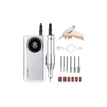 Imagem de Furadeira de unhas recarregável 35.000 RPM com kit de brocas 2600mAh 8