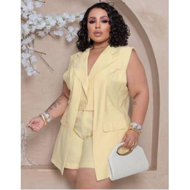 Imagem de Conjunto Plus Size Feminino Colete Duplo E Short Casual - RezesModa, A