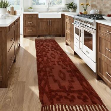 Imagem de Uphome Corredores Boho para corredores de 6 cm x 20 cm, tapete lavável para corredor de entrada de fazenda, tapetes de corredor de quarto tufados de algodão, tapete estético tribal boêmio para porta