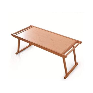 Imagem de Mesa dobrável de madeira maciça, mesa dobrável para tablet para computador, mesa dobrável simples para casa pequena