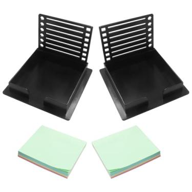 Imagem de LifCratms Pacote com 2 modelos de estêncil de notas adesivas com notas Post It, suporte dispensador de notas 3 x 3 com estêncil, ideal para escritório, escola, casa (preto)