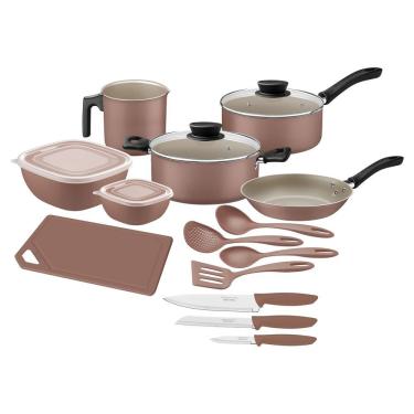 Imagem de Kit Cozinha Tramontina Em Alumínio Com Antiaderente Starflon Max Mocaccino 14 Peças Tramontina