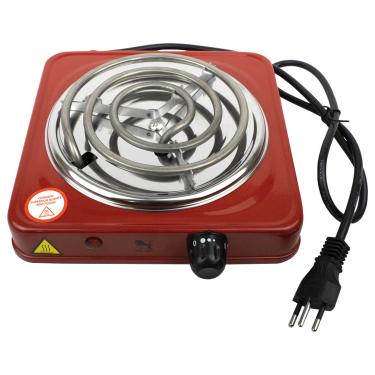 Imagem de Fogão Fogareiro Elétrico 1 Boca Portátil Vermelho Camping Acampamento Multiuso 1000W 220V Futuro Casa