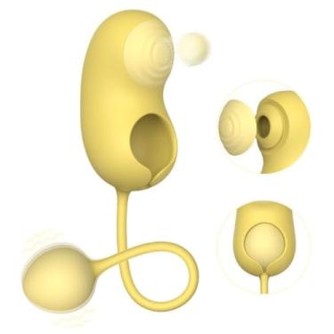 Imagem de Bullet Pea Pod Com Formato De Feijão Com Pulsação Brinquedo Sexual Portátil Discreto e Recarregável 8991 (AMARELO)