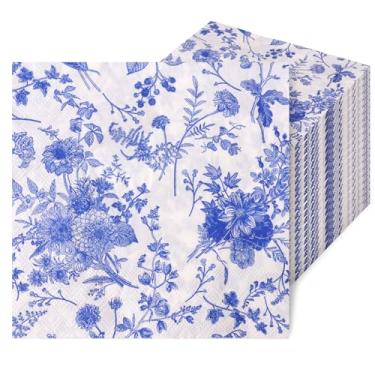 Imagem de Guardanapo de papel de 3 camadas, 200 peças, resistente a rasgos, para casamento, noiva, chá de bebê, aniversário, utensílios de mesa, decorações 33 x 33 cm (azul, pacote com 200)