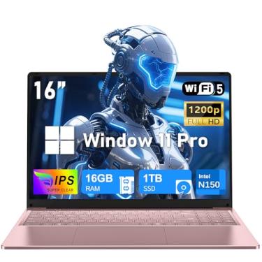 Imagem de NIAKUN Laptop de 16 polegadas, laptop para jogos 2025, 16 GB de RAM, SSD de 1 TB, processador N150 (até 3,6 GHz), 2 anos de garantia, FHD 1920 x 1200, retroiluminado, BT4 WIFI5, Win11 Pro, 6000mAh