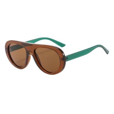 Imagem de HCPIHF Óculos de sol da moda, feminino, masculino, para fotografia ao ar livre, de rua, UV400 (verde, marrom)