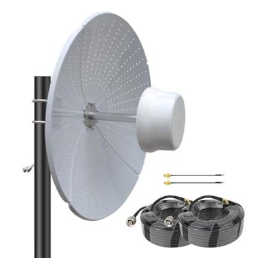 Imagem de Antena celular 5G 4G LTE de alto ganho 2x2 MIMO antena parabólica direcional para T-Mobile AT&T Verizon Hotspot Router Modem Internet doméstica (com cabo SMA de 15 m TS9 N adaptadores machos