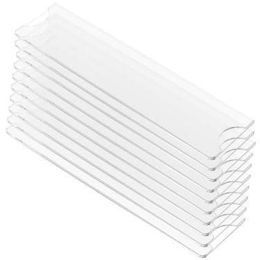Imagem de Pacote com 10 suportes de placa de identificação de acrílico para parede, 5 x 20 cm, moldura de placa de identificação de acrílico transparente com fitas adesivas para exibição de sala de aula de
