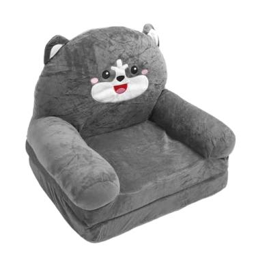 Imagem de aqxreight Sofá de Descanso Leve e Aberto para Crianças de 2 Polegadas Sofá-cama Extensível Sofá Infantil Dobrável de Desenho Animado Cadeira Cinza Cachorro 3 Camadas Combina e para Relaxar é (2º