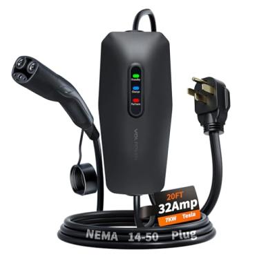 Imagem de VDLPOWERVP Carregador De Ve Para Tesla 32A, Carregador Portátil Para Veículo Elétrico De 7 Kw Com Cabo De 20 Pés, Estação De Carregamento De Ve Com Conector Nacs Doméstico Para Tesla, 32 A 240 V, Pl