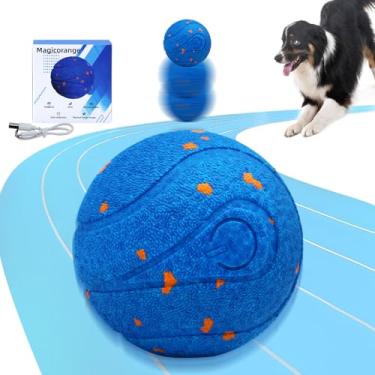 Imagem de Magicorange Brinquedos interativos para cães, brinquedos automáticos com rolamento, bolas de tênis com efeito rolante, bolas de pastoreio para cachorros/cães pequenos/médios/grandes (azul)
