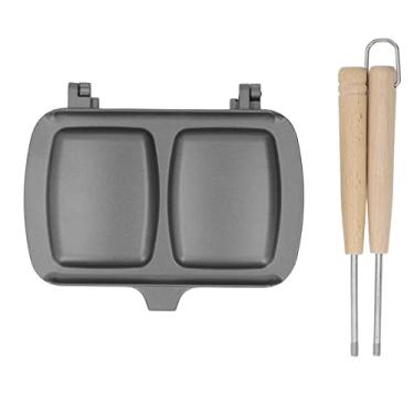 Imagem de Frigideira dupla face, antiaderente, sanduíche, aquecimento rápido e uniforme, cabeças removíveis para bifes, ovos, panquecas, liga de alumínio, 36 cm com cabo de madeira