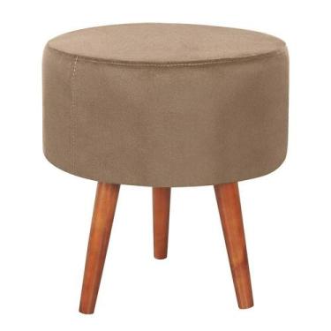 Imagem de Puff Puf Redondo Pes Palito 44x40cm Suede Marrom Claro Mpassos Marrom 