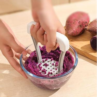 Imagem de Espremedor manual de batata, batata doce e espremedor de comida de bebê, ferramenta de cozinha portátil para triturar, alça antiderrapante para uso fácil
