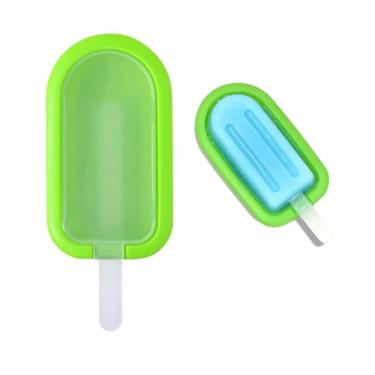 Imagem de Bandeja reutilizável de silicone para cubos de gelo – Molde de peça única com bastão para picolés, picolés e guloseimas congeladas – Ideal para refrescos caseiros