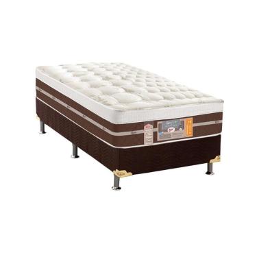Imagem de Cama Box Solteiro: Colchão Molas Ensacadas Castor Silver Star Air Híbrido + Base Crc Suede Brown (88x188)