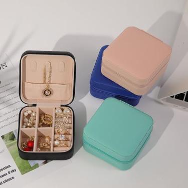 Imagem de Caixa de joias essencial de viagem pequena portátil para mulheres, caixa de armazenamento com zíper, presente de casamento para anéis, colares, brincos