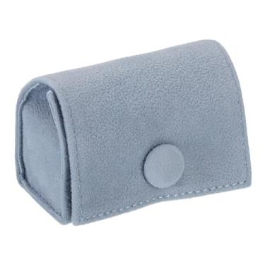 Imagem de Caixa de anel de veludo, caixa de anel de viagem, porta-joias, mini organizador de joias portátil para anéis, brincos, presente feminino, azul claro