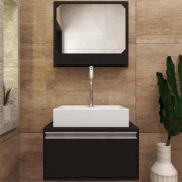 Imagem de Gabinete P/ Banheiro C/Cuba + Espelho Real 50 Preto S/C - GABINETTO, P