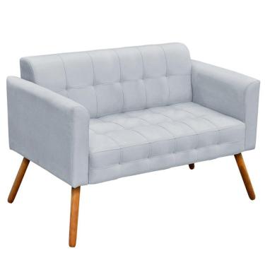 Imagem de Poltrona Namoradeira Decorativa Pés Palito Karen Suede Cinza