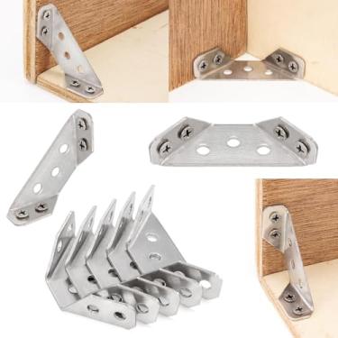 Imagem de 5 conectores universais de canto para móveis, suporte de canto de três lados de aço inoxidável, suportes de canto angular para conector de canto de móveis de madeira