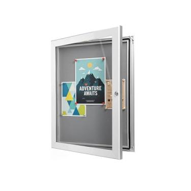 Imagem de Suuiwau 26,8 × 20 quadro de avisos fechado bloqueável de parede com vedação de borracha placa de cortiça de feltro de alumínio com porta protegida quadro de avisos à prova de adulteração para uso