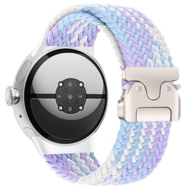 Imagem de Yeahxing Pulseira para Pixel Watch 4/3 de 45 mm - Pulseira trançada de nylon elástico para Google Pixel Watch 4 de 45 mm 2025, serve para pulseira ajustável de 17,3 a 25,9 cm com fivela de paraquedas