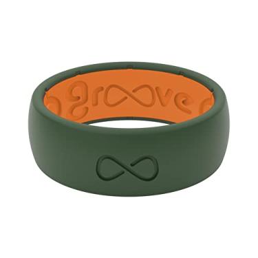 Imagem de Groove Life Anel de casamento de silicone para homens – Anéis de borracha respirável para homens, cobertura vitalícia, design exclusivo, anel masculino de ajuste confortável – Original sólido 12 Verde