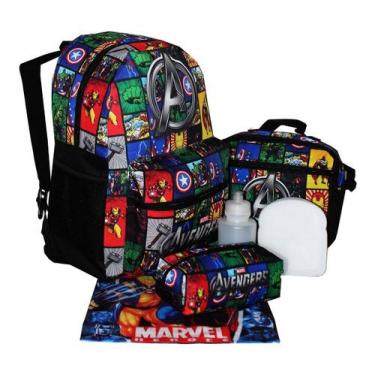 Imagem de Kit Mochila Infantil Juvenil Vingadores Escolar Costas - Outras Marcas