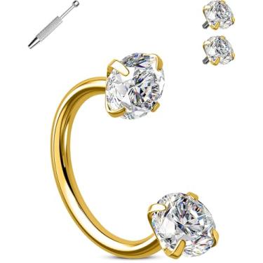 Imagem de OUFER Anéis de nariz 20G 6/7/8 mm, anel de nariz articulado de aço cirúrgico 316L para mulheres, piercing de cartilagem de zircônia cúbica transparente, cartilagem, torre, hélice, lóbulo, tragus