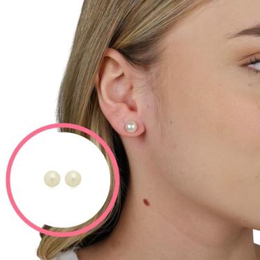 Imagem de Drusi Semi Joias, Brinco de Pérola 8MM Folheado A Ouro 18k