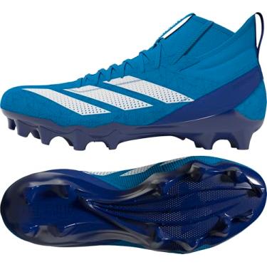 Imagem de adidas Tênis de futebol americano unissex Adizero Impact, Azul Solar/Branco/Azul Royal Team, 9.5 Women/8.5 Men