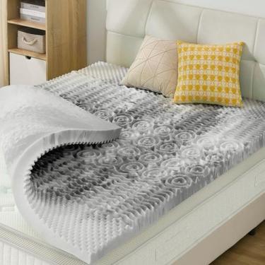 Imagem de Topper de colchão SINWEEK Twin XL 3,8 cm, espuma viscoelástica, cinza