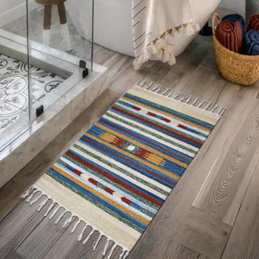 Imagem de 2 Tapete Banheiro Kilim Absorvente 100% Algodão 50 x 70 M08