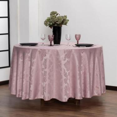 Imagem de Toalha de Mesa Redonda 1,40 Metros de diâmetro Jacquard Cobre Mancha Luxo Festas Bares Eventos(ROSE)