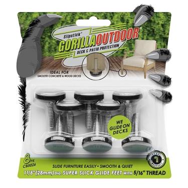 Imagem de Slipstick Niveladores De Móveis Ajustáveis Gorilla Outdoor (Pacote Com 8), Parafusos À Prova Intempéries Para Cadeiras, Mesas E Pés, Deslizador Deslizante 1-1/8", Rosca 5/16"-18 Bsw
