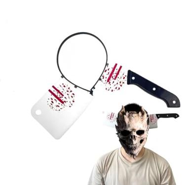 Imagem de Lumadecor Faixa de cabeça sangrenta com faca ou tesoura, acessório assustador de Halloween para fantasia, acessório engraçado para festas de Halloween para adultos, cosplay (cutelo)