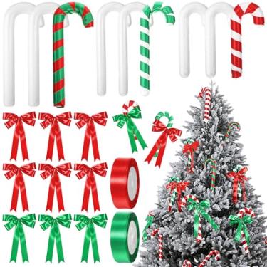 Imagem de Roowest 20 peças de decoração de bengala doce de espuma de Natal DIY ornamentos de hortelã-pimenta para árvore de Natal doce pirulito artesanato decoração de casa para festa de Natal